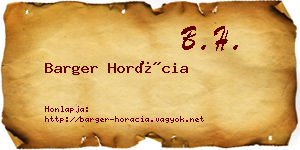 Barger Horácia névjegykártya